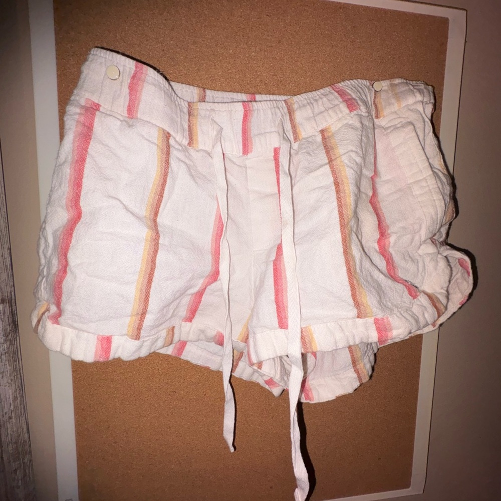 Roxy Women's White and Pink Striped Shorts